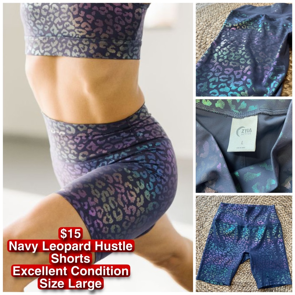 EUC ZYIA Navy Leopard Hustle Shorts